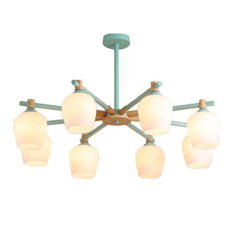 Modern Can Shape Branch Hanging Light Glass Multi Light Chandelier for Bedroom