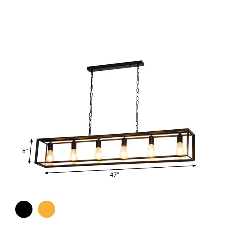 Black/Brass Rectanglengle Island Canderant Classic Metal 5/6 Bulbi Sala da pranzo Assiciare Luce a soffitto