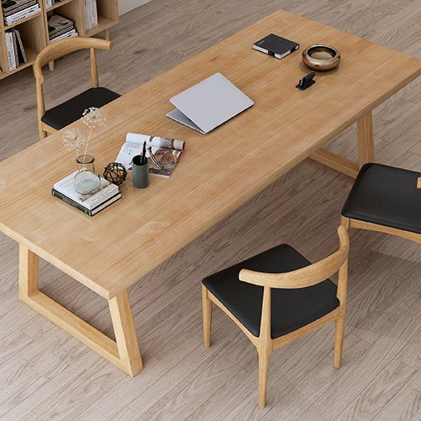 Modern Rectangular Writing Desk Solid Wood Sled Base Office Desk