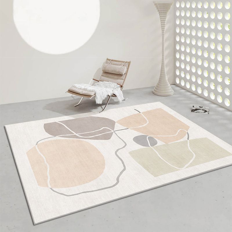 Beige Modern Rug Polyester Striped Rug Washable Indoor Rug for Drawing Room