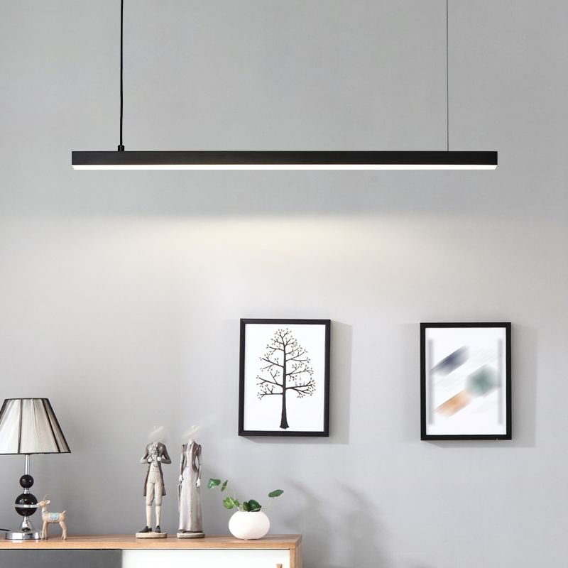 Black Copper Island Lighting Fixtures Modern 1-Light Linear Restaurant LED Suspension Lamp