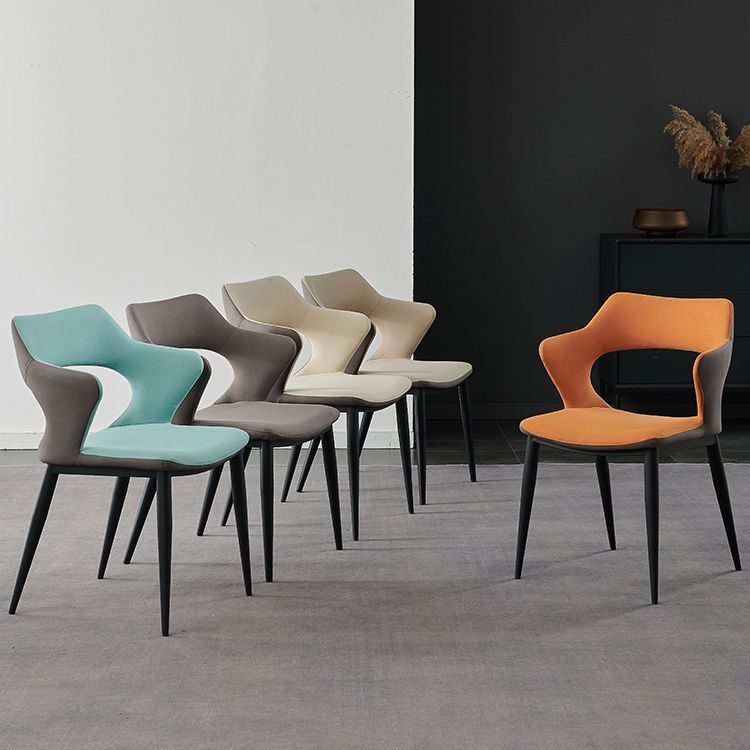 Contemporary Metal Dining Room Chairs Linen Fabric Dining Chair for Home Use
