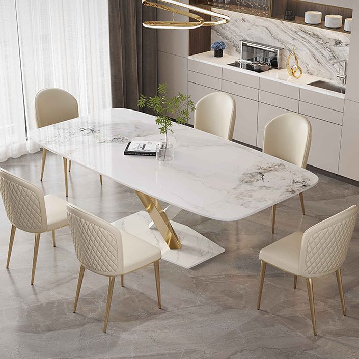 Luxury Sintered Stone Top Dining Set Rectangle 1/4/5/7 Pieces Dining Table with Chairs