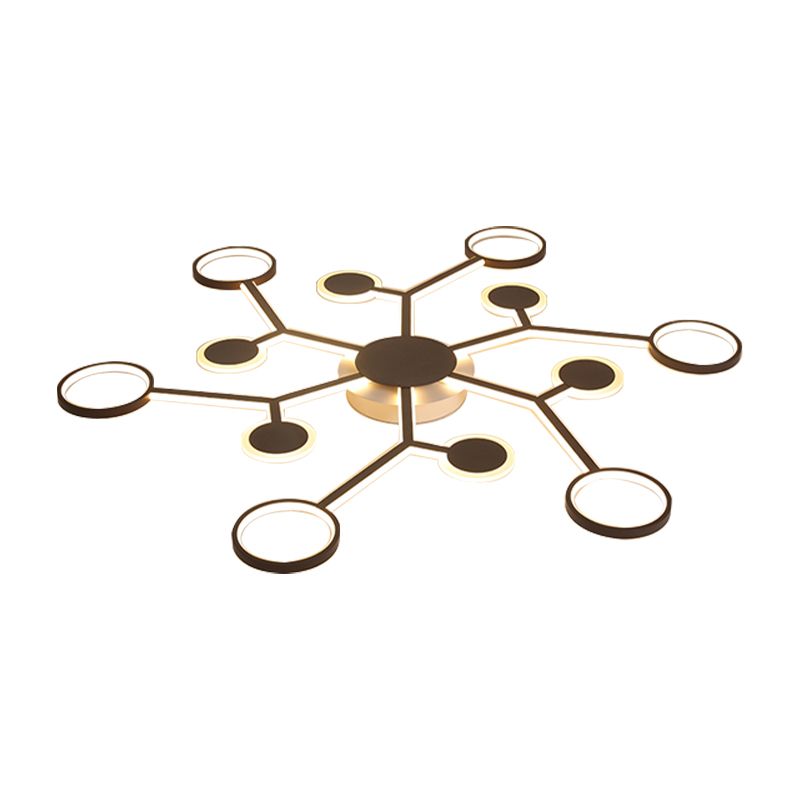 Modern Starburst Flush Lamp Acrylic 6/8/10 Lights Coffee Flush Mount Light in White/Warm Light