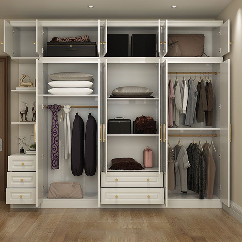 Manufactured Wood White Wardrobe for Home Modern Cabinet with Drawers