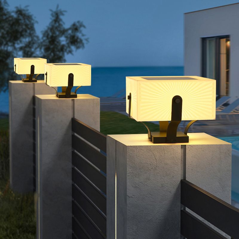 LED Solar Energy Pillar Lamp Stainless Steel Outdoor Light with Acrylic Shade for Garden
