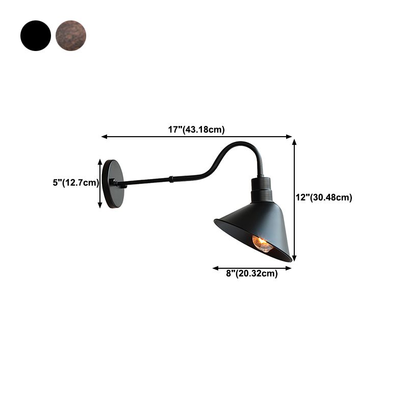 Conical Wall Light Fixture Industrial Style Metal Wall Mount Lighting