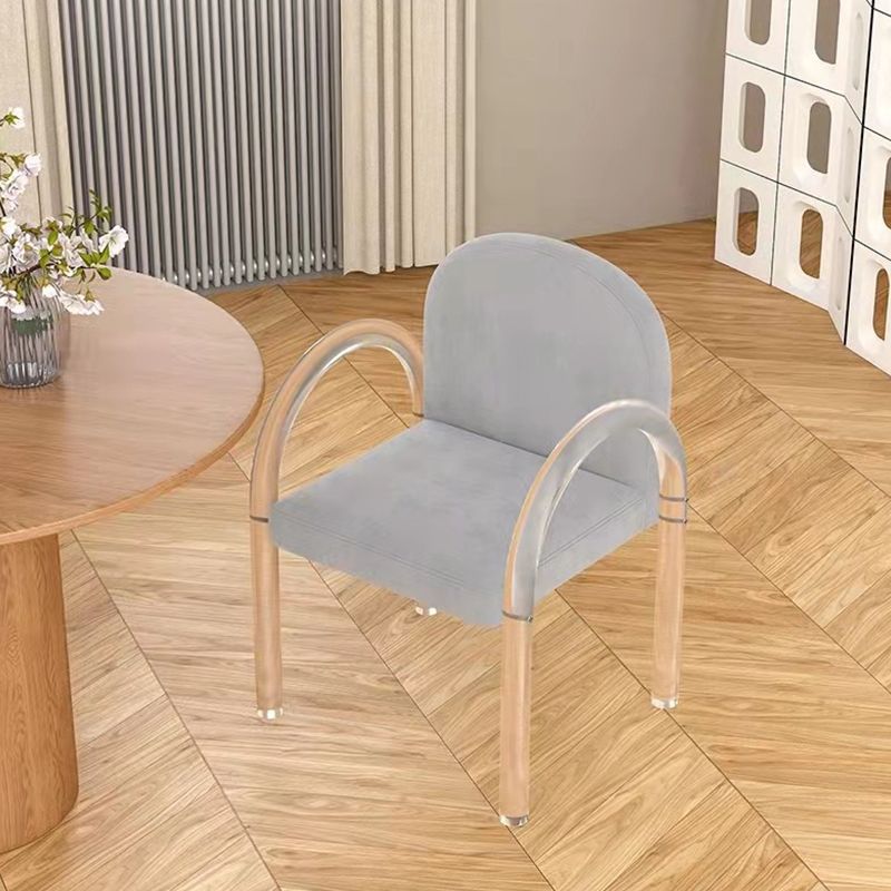 Glam Acrylic Dining Armchair Upholstered Velvet Dining Arm Chair