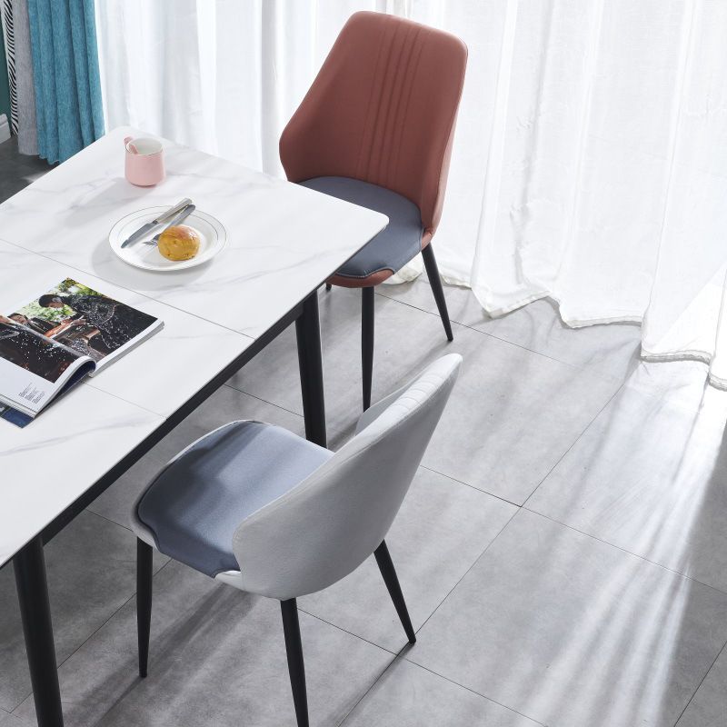 Ensemble de chaises en métal de style contemporain, salle à manger, cuisine, chaise d'appoint à dossier solide (Ensemble de 4)