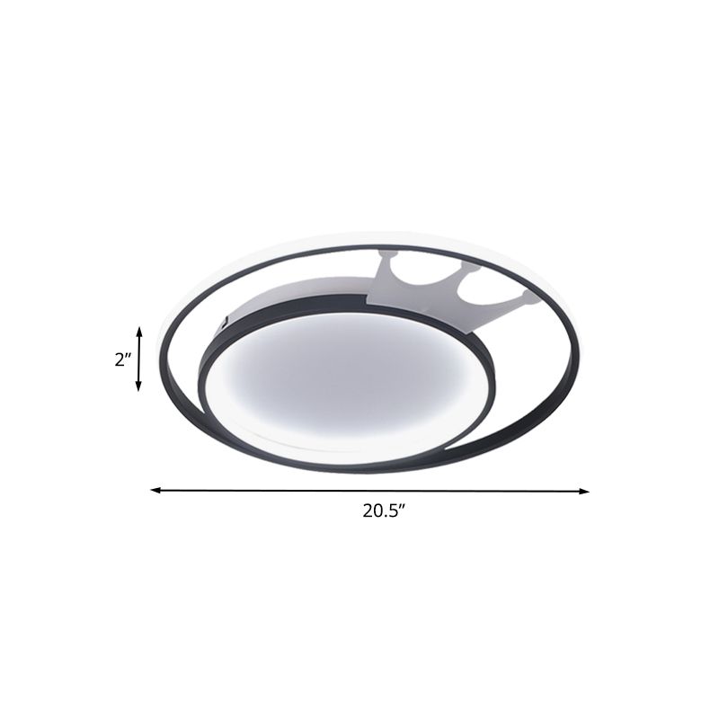Cartoon Crown Acrylic Flush Mount Lamp LED Ceiling Mounted Light in White for Living Room, Warm/White Light