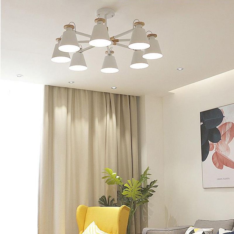 Estilo moderno de 8 luces colgantes lámparas de metal cónicos lámparas de metal cónico