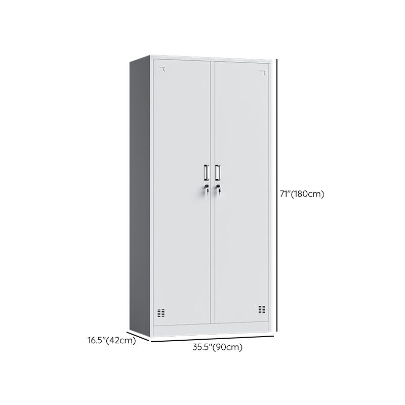 Contemporary Grey Storage Cabinet Metal Cabinet with Hinged Doors