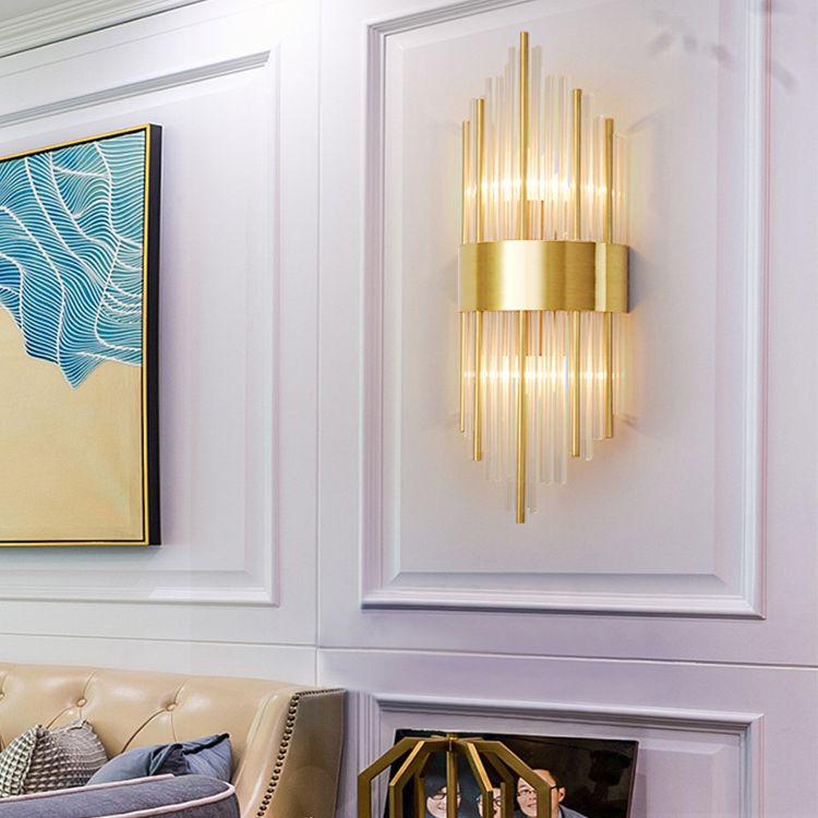 Clear Crystal Wall Mounted Light Fixture Modern Style 2-Lights Wall Lighting for Hotel