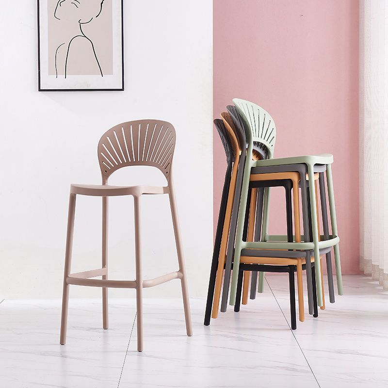 Backrest Counter High Stool Plastic Industrial Armless Cafe Bar Stool