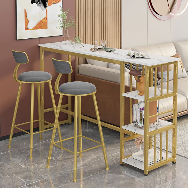 Modern Style Bistro Bar Table Rectangle Gold Frame Bar Table