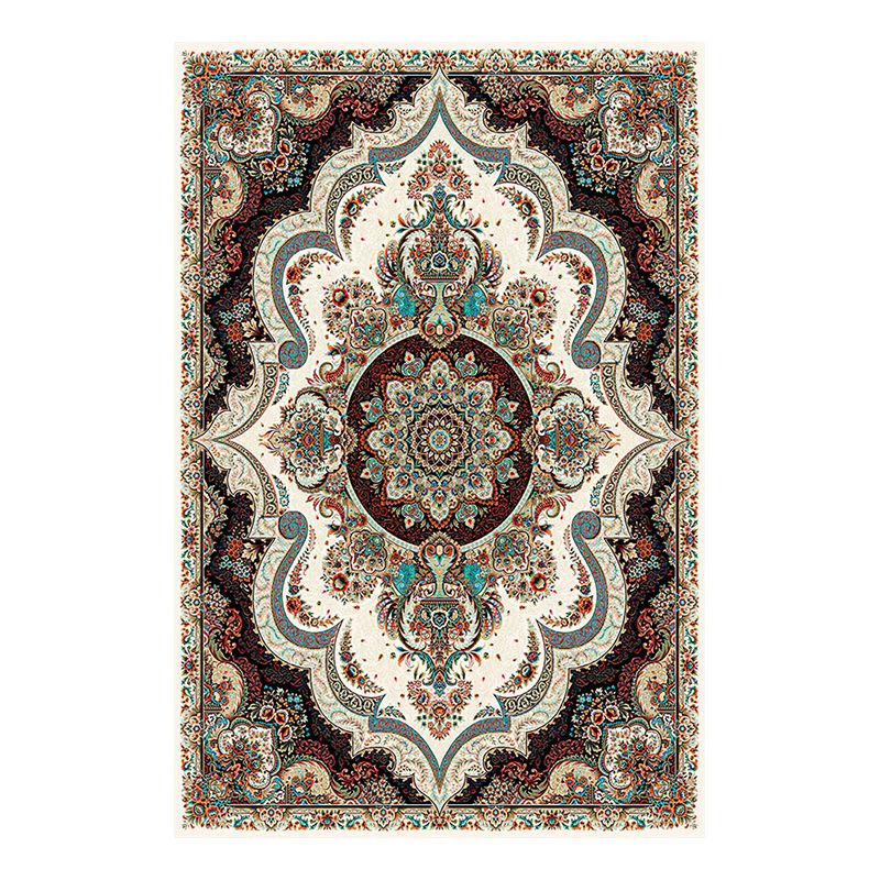 Glam Floral Printed Area Rug Mid-Century Polyester Rug Non-Slip Backing Carpet for Home Decoration