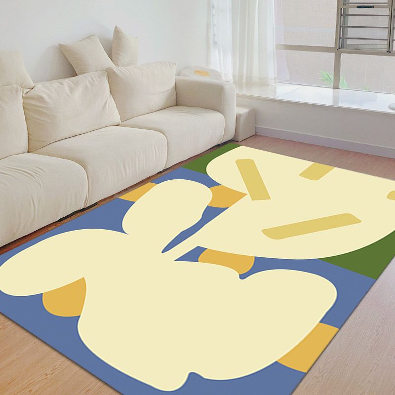 Hellgelber nordischer Teppich, Polyester-Farbstück, waschbarer Teppich für Heimdekoration