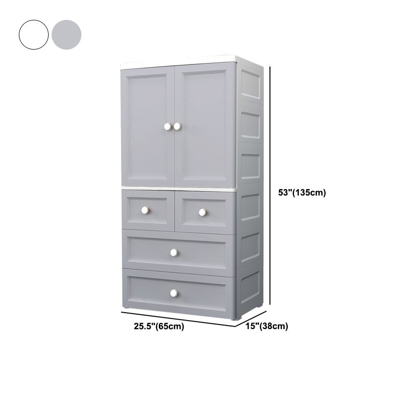 Plastic Matte Finish Storage Cabinet for Bedroom Contemporary Cabinet with Hinged Door
