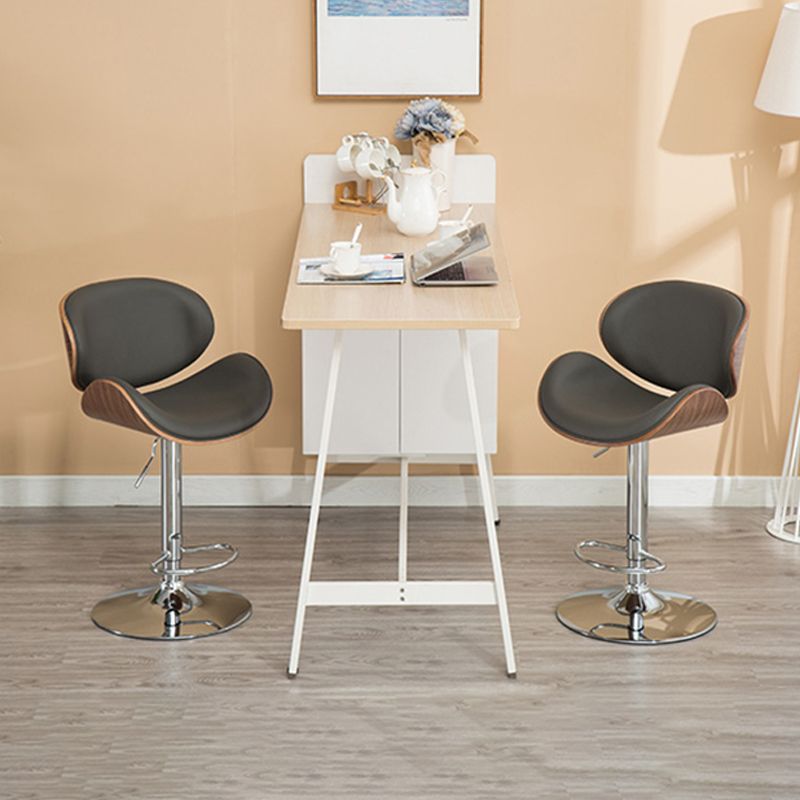 Contemporary Metal Barstool Faux Leather Counter Stool in Matte Finish