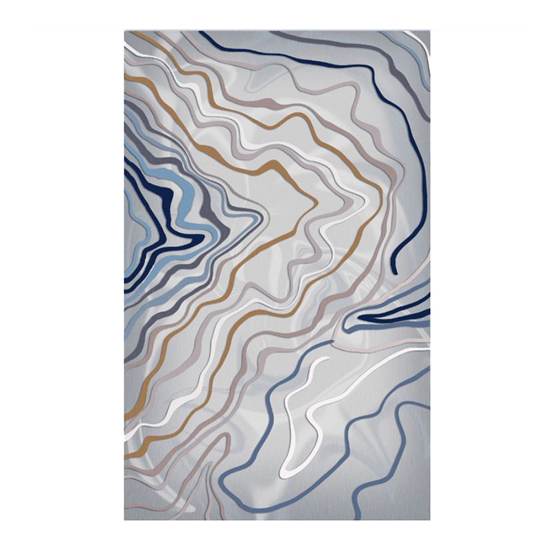 Bold Abstract Pattern Carpet Washable Trendy Area Rug Polyster Non-Slip Backing Rug for Living Room