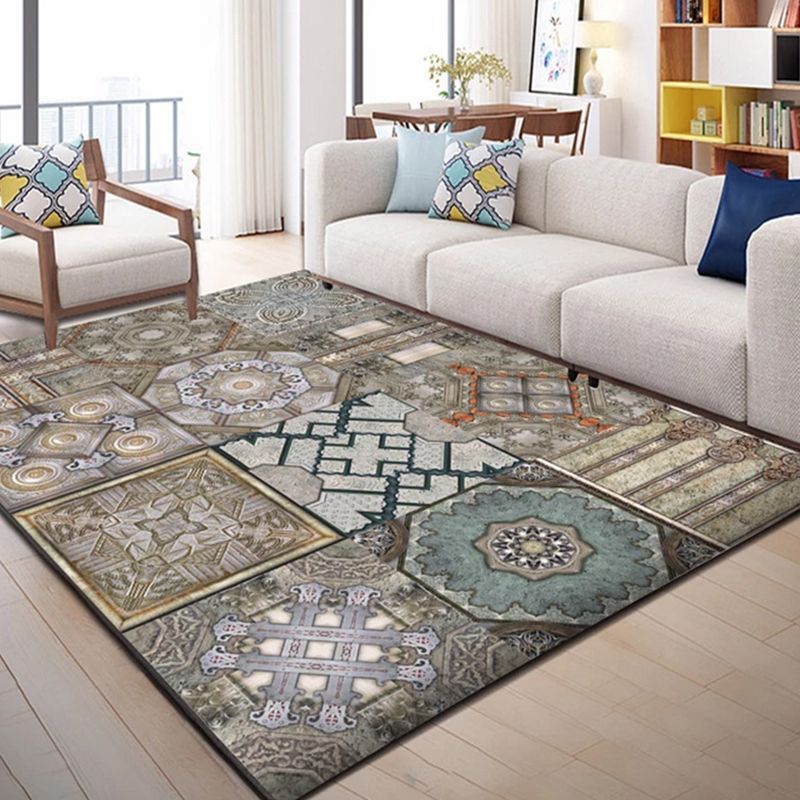 Trendy Multi-Color Nordic Rug Polypropylene Abstract Drawing Carpet Non-Slip Stain Resistant Machine Washable Rug for Living Room