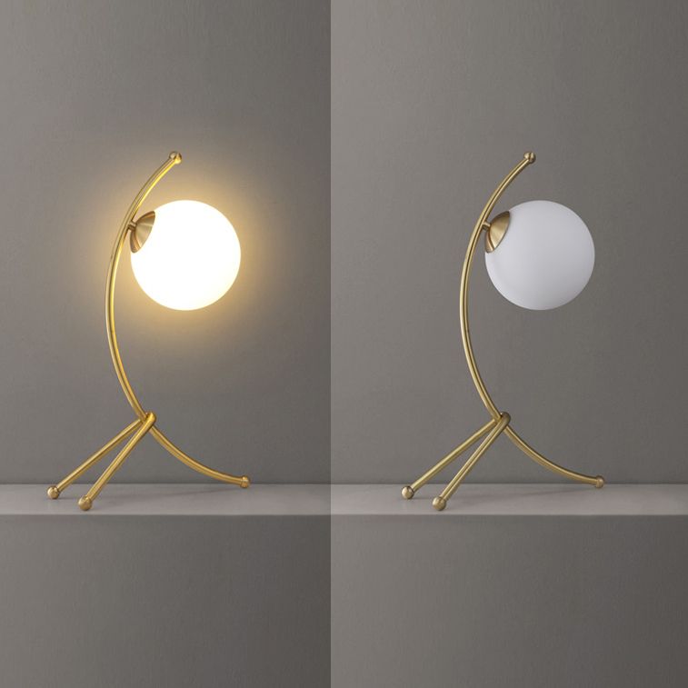 Glass Round Night Table Lamp Minimalist Style Table Light for Bedroom