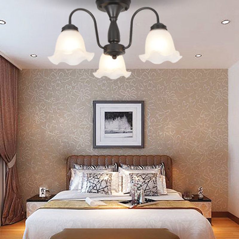 Luz de lámpara de campana decorativa iluminación de vidrio Flushmount en negro para sala de estar