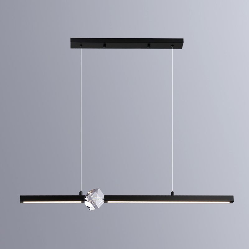 Modern Pendant Lighting Linear Metal Single Light Chandelier with Crystal