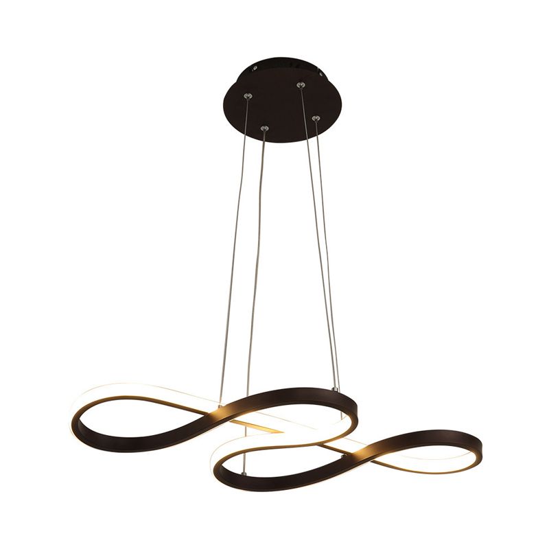 Lampada del lampadario a twining metallico Simplicità Black/White/Gold LED Apparecchiatura a sospensione in luce calda/bianca