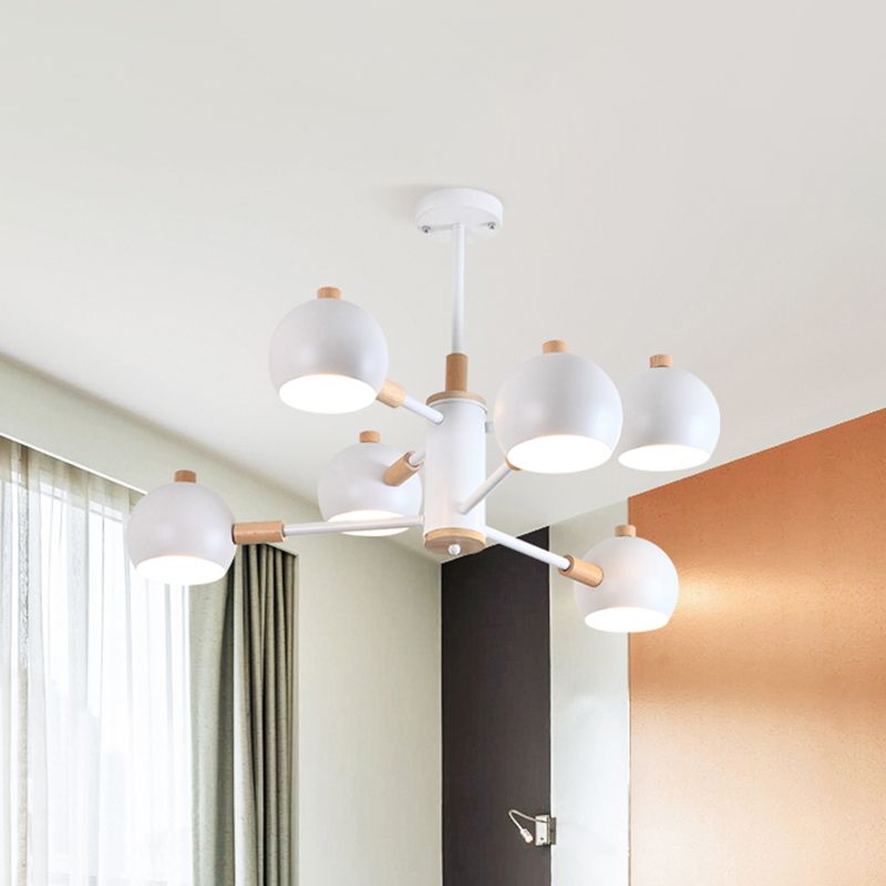 Globe Shade Woonkamer Kroonluchter metaal Multi-hoofd Noordse hangerverlichting in groen/grijs/wit
