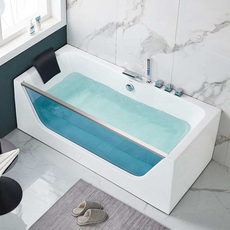 Contemporary Acrylic Back to Wall Bathtub Rectangle Air/Whirlpool/Soaking Bathtub