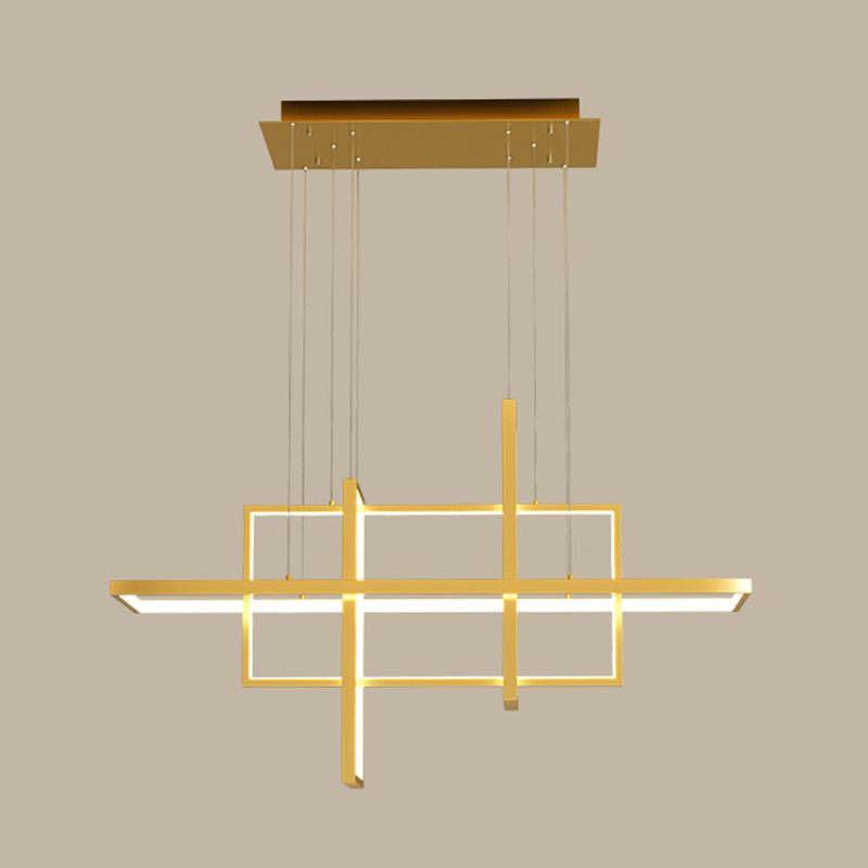 Rectangle Island Lighting Modernism Metal Pendant Light Fixture for Dining Room