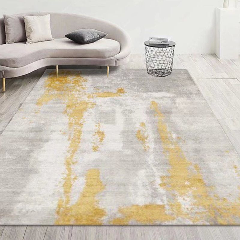 Light Gray Modern Rug Polyester Pattern Rug Washable Rug for Living Room