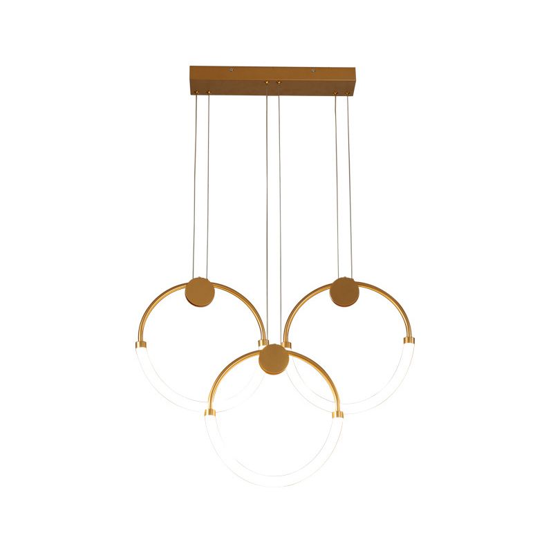 Minimalistic Ring Pendant Lighting Acrylic Living Room LED Island Ceiling Light in Gold