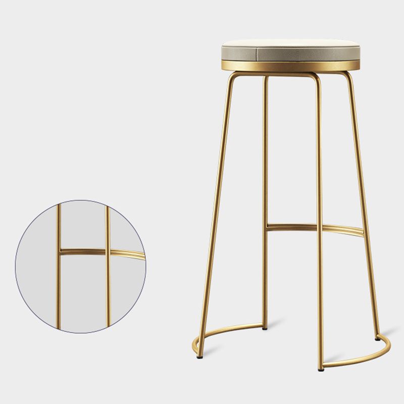 Scandinavian Round Indoor Bar Stool Faux Leather Backless Footrest Bar Stool