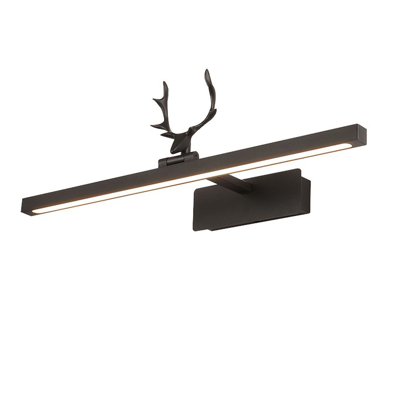 Linear Shape Metal Wall Sconce Modern Style 1- Light Mirror Wall Mounted Light in Black