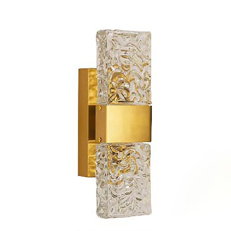 Light Luxury Wall Light Rectangle Shape Wall Lamp with Crystal Shade for Bedroom