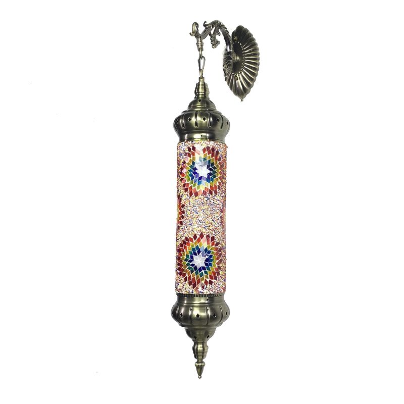1 Glühbirnenzylinderlampe Retro Rot/Gelb/Blau -Glaswandbeleuchtung mit Metallarm für Wohnzimmer