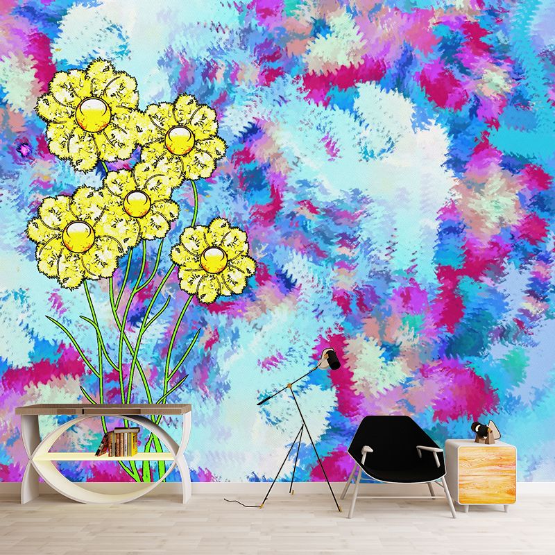Illustration Stain Resistant Mural Wallpaper Plant Pattern Living Room Wall Mural