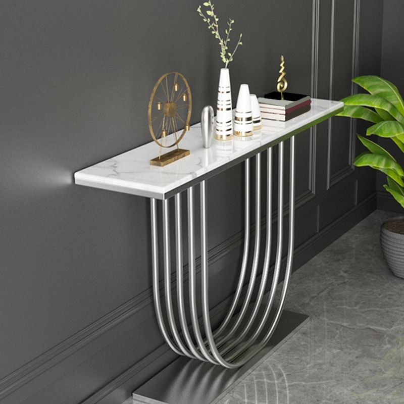 Glam Abstractl Slate/metal Rectangle Stain Resistant Console Table for Hal