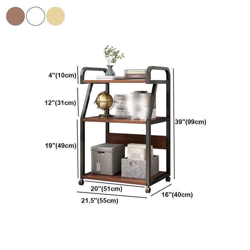 Modern Style Open Bookshelf Wooden Shelf Bookcase with Caster Wheels