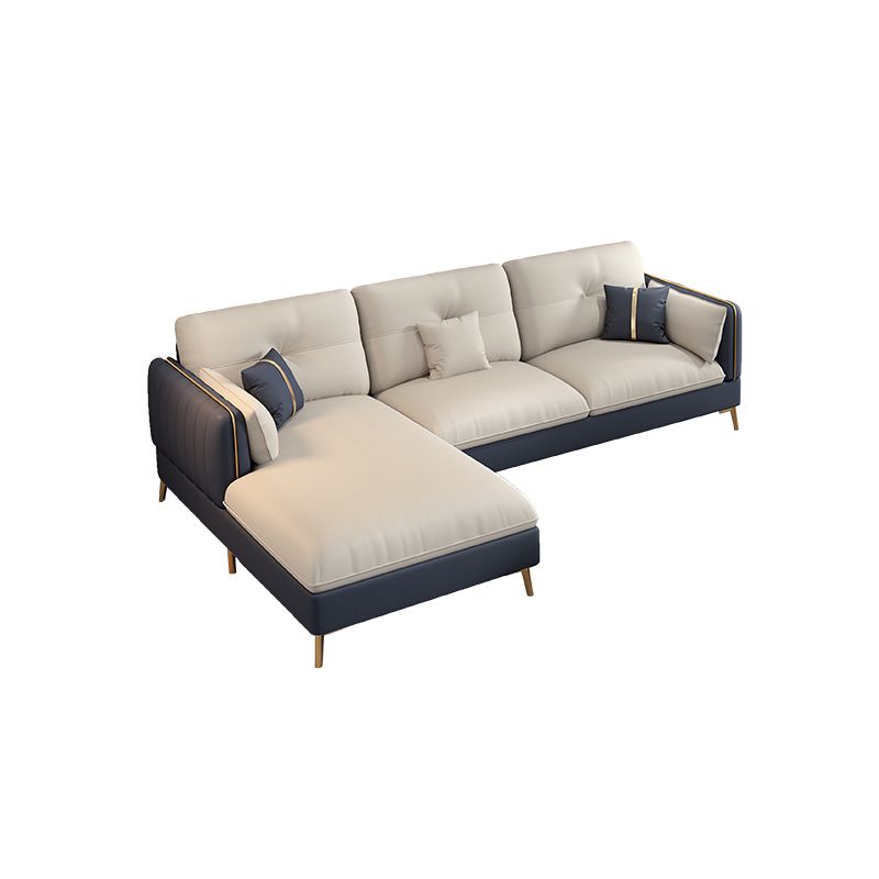 Beige Contemporary Faux Leather Sofa with Recessed Arm 30.7"