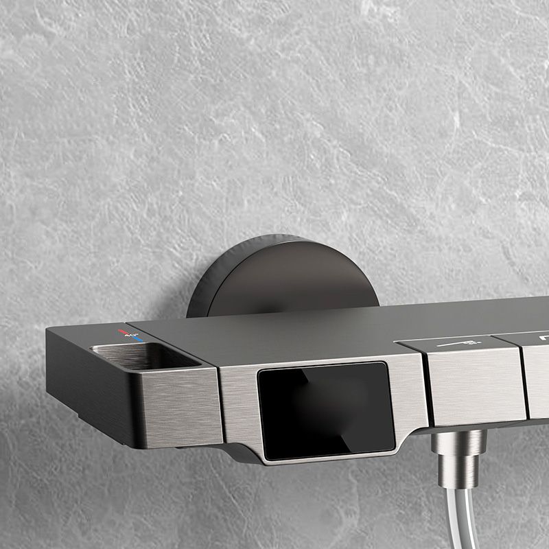 Wall Mounted Modern Square Metal Shower Brass Shower Head Shower Faucet in Gray