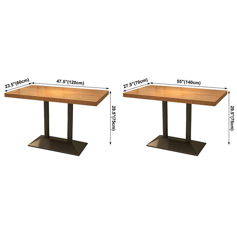 Industrial Style Home Solid Wood Dining Table Rectangular Shape Table with Single Pedestal Base