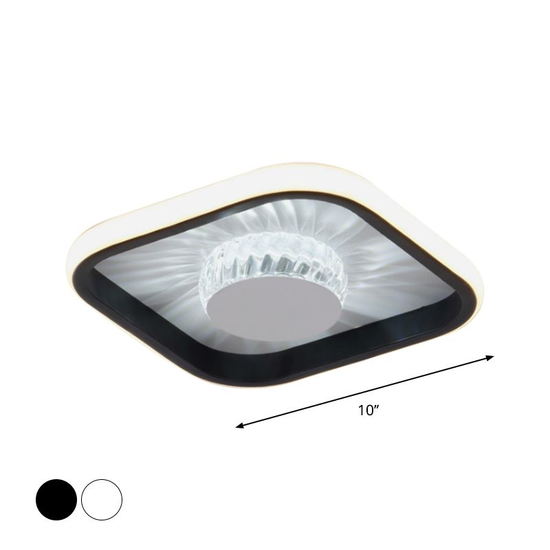 Luminaire LED carré encastré, moderne, cristal blanc/noir, éclairage proche du plafond, pour étude