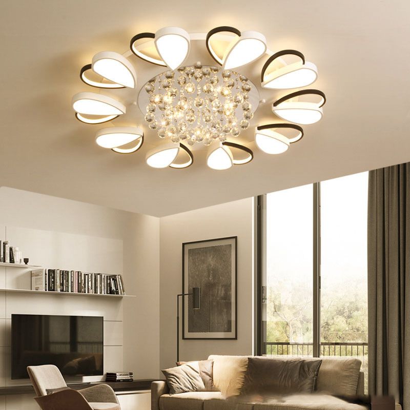 Crystal Flush Mount Light LED Contemporary Ceiling Lamp for Dining Room
