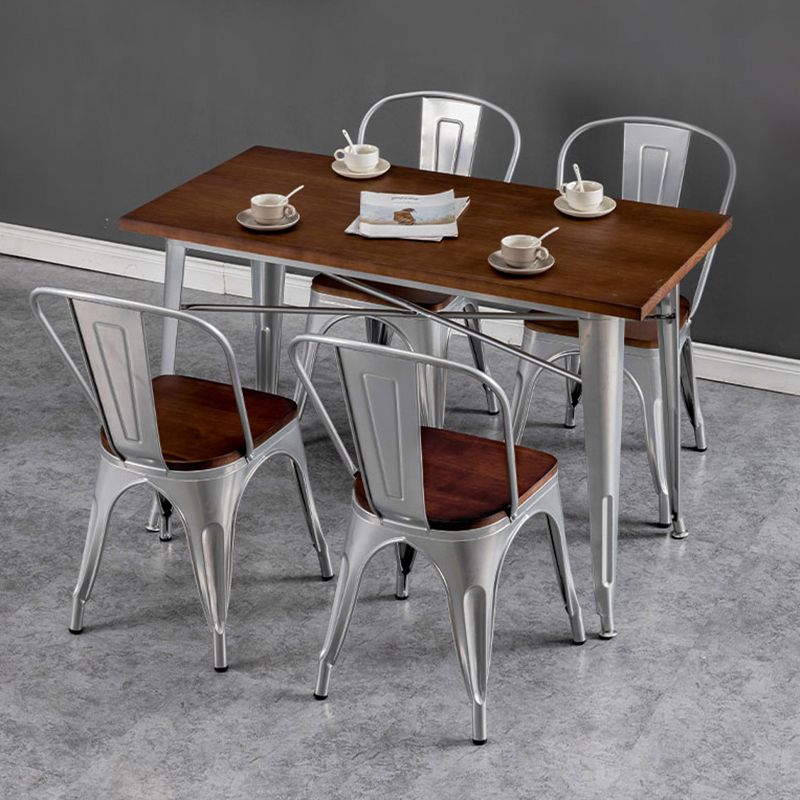 Mesa de comedor de madera maciza de estilo industrial Mesa de comedor con base de metal para comedor