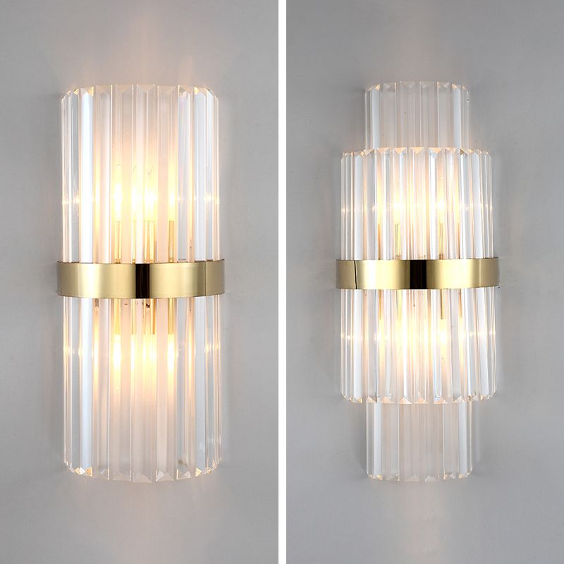 Crystal Geometry Shape Wall Lights Modern Style 2 Light Wall Sconce for Bedside
