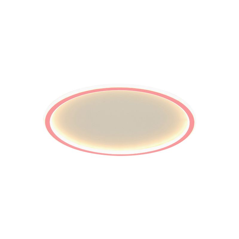 Circular Ceiling Mounted Light Minimalist Acrylic Pink/Blue LED Flush Mount Lighting for Bedroom