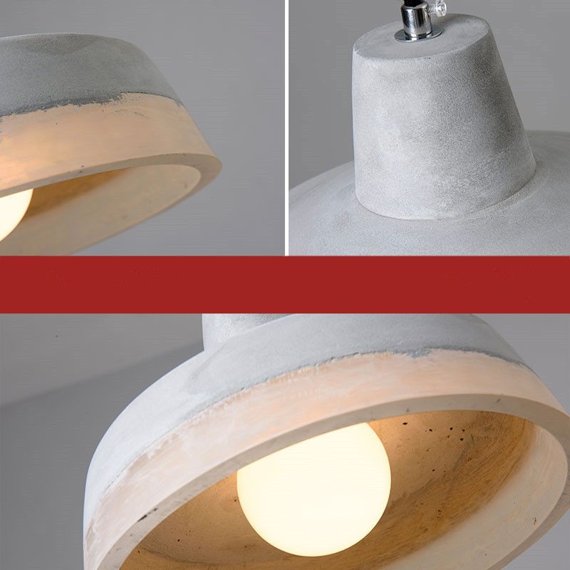 1-leichte graue Schatten-Anhängerlampe moderne minimalistische Zementlampe für Wohnzimmer